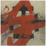 Antoni Tàpies, Cobert de roig, 1984, Farbradierung mit Relief und Grattage auf Velin