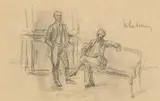 Max Liebermann, Unterhaltung. Vor 1922, Bleistift auf Papier