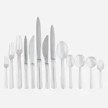 Jean E Puiforcat, Fine and rare 278-piece sterling silver nine-piece Biarritz flatware set for twenty-four, France