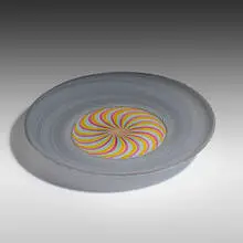 Lino Tagliapietra and Douglas Navarra, Monumental charger, 1980, internally decorated glass