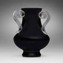 Murano, Monumental vase, c. 1985, glass with applied handles