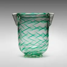 Vase by Barovier & attribution Toso, c. 1938, internally decorated glass with applied details, sold Aug 2024