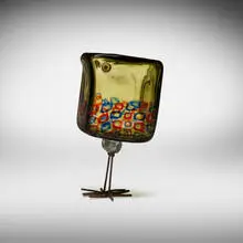 Alessandro Pianon, Pulcini, c. 1963, internally decorated glass, murrine, copper