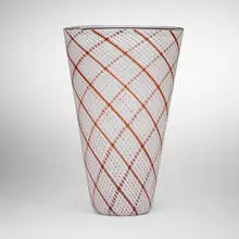 Reticello vase by Dino Martens, c. 1955, reticello glass, sold Aug 2024