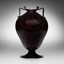 Monumental vase by Fratelli Toso, c. 1930, glass with gold leaf and applied details, sold Aug 2024