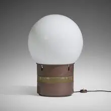 Oracolo table lamp by Gae Aulenti, 1969, enameled aluminum, milk glass, perforated steel, sold Jul 2024