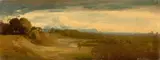 Deutsch, um 1830, Voralpenlandschaft mit der Silhouette von München, Öl auf Leinwand auf Pappe