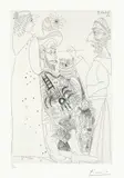 Pablo Picasso, Moine peintre et pénitente, guitariste au hibou, et petit spectateur, 1968, Radierung auf Rives-Velin