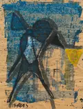 Markus Lüpertz, Ohne Titel (Schwalbe), Um 1977, Acryl auf Packpapier