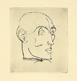 Egon Schiele, Männliches Bildnis, 1914, Kaltnadel auf festem Velin