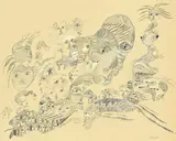 Ohne Titel by Unica Zürn, 1963, Tuschfeder und Deckweiß auf grauem Ingres-Bütten, sold May 2008