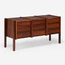 Cabinet by Sergio Rodrigues, c. 1965, rosewood, sold Jul 2024