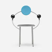 First Chair by Michele de Lucchi, 1983, enameled steel, lacquered wood, rubber, sold Jul 2024