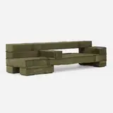 Piet Hein Eek, Chunky Upholstered Beam bench, 2012, reclaimed army fabric upholstery