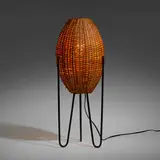 Paul Mayén, Table lamp, c. 1965, rattan, lacquered steel