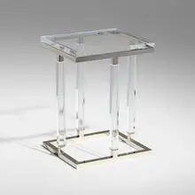 Metric Line occasional table by Charles Hollis Jones, c. 1965, acrylic, chrome-plated steel, sold Jul 2024