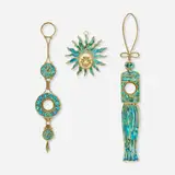 Pepe Mendoza, Ornaments, set of three, c. 1960, brass, ceramic inlay