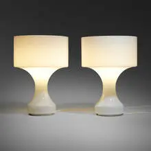 Enrico Capuzzo, Sebenica table lamps, pair, c. 1965, cased glass, aluminum
