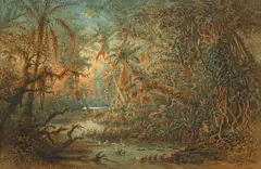 Antón Goering, Südamerikanischer Urwald, 1888, Gouache auf Karton