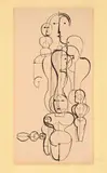 Oskar Schlemmer, Figurenplan K 1, 1921, Lithographie auf gelblichem Papier