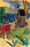 Willy Robert Huth, Landschaft, 1921, Aquarell und Bleistift auf Postkarte