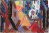 Ida Kerkovius, Komposition mit roter Figur, 1960, Pastell auf Velourspapier
