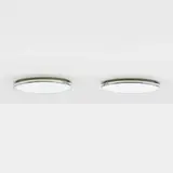 Arne Jacobsen, Munkegård ceiling lamps, pair, white glass, chrome-plated metal, lacquered aluminum