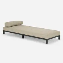 Daybed by T. H. Robsjohn-Gibbings, c. 1950, upholstery, lacquered wood, sold Jul 2024