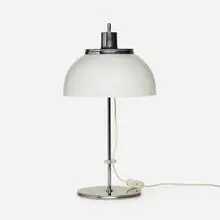 Harvey Guzzini, Faro table lamp, c. 1975, silver-plated metal, plastic