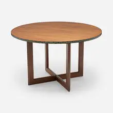Taliesin dining table by Frank Lloyd Wright, 1955, mahogany, embossed copper, sold Jul 2024