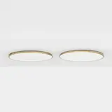 Arne Jacobsen, Munkegård ceiling lamps, pair, 1955, white glass, brass, enameled aluminum
