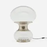 Table lamp by Selenova, c. 1970, clear and lattimo glass, nickel-plated brass, sold Jul 2024