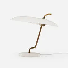 Gino Sarfatti, Table lamp, model 537 G/P, c. 1950, lacquered aluminum, brass, marble