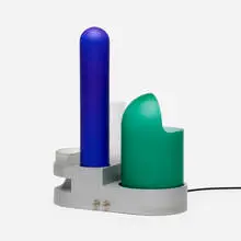 Gae Aulenti, Rimorchiatore table lamp, 1967, colored glass, frosted glass, metal