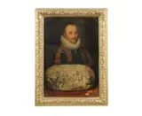 Dutch School, Portrait of William the Silent, bust-length, with a bas relief, oil on paper laid down on canvas