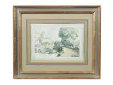 A riverside village by Thomas Rowlandson, pen and ink and watercolour, sold Jul 2016