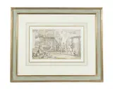 Figures outside an inn by Thomas Rowlandson, pen and ink and watercolour on paper, sold Jul 2016
