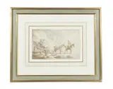 An elegant couple in a carriage by Thomas Rowlandson, pen and ink and watercolour on paper, sold Jul 2016