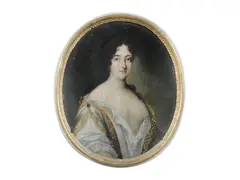 Jacob Ferdinand Voet, Portrait of a lady in a blue embroidered dress; and Portrait of a lady in a white dress, a pair, oil on canvas, ovals