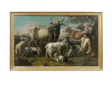 called Gaetano de Rosa Cajetan Roos, Drovers with their flock, oil on panel