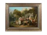 Figures outside the Red Lion Inn by Joseph Parry, oil on canvas, sold Jul 2016