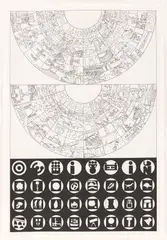 Matt Mullican, Untitled (Organizational Legend), 1988, 16 Aquatinta-Radierungen auf Papier