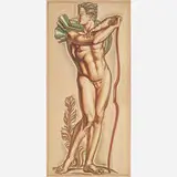 René Buthaud, Massive untitled preparatory drawing of a nude athlete (Archer)