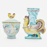 René Buthaud, Lidded faience vessel and vase, France