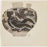 René Buthaud, Study for a vase (Nude and Stylized Bird), France
