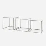 PK 71 nesting tables, set of three by Poul Kjaerholm, 1957, matte chrome-plated steel, acrylic, sold Jul 2024