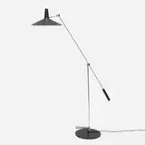 Type 600 floor lamp by Rico and Rosmarie Baltensweiler, 1951, lacquered aluminum and steel, chrome-plated steel, enameled cast iron, sold Jul 2024