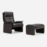 De Sede, DS 50 lounge chair and ottoman, c. 1975, leather