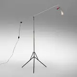 Roland Smith, Floor lamp, c. 1946, zinc-plated steel, aluminum, enameled steel, Bakelite, lacquered wood, chrome-plated steel