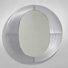 Mirror by Lorenzo Burchiellaro, c. 1970, cast aluminum, mirrored glass, sold Jul 2024